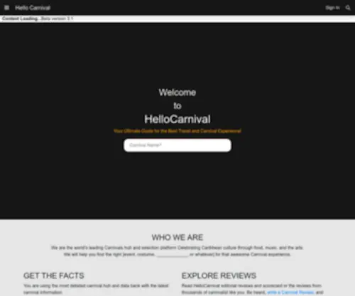Hellocarnival.com(Hello Carnival) Screenshot