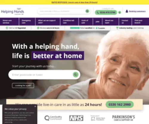 Helpinghands.co.uk(Home care for people in the UK. Helping Hands also) Screenshot