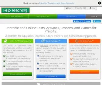 Helpteaching.com(Teacher worksheets and tests for PreK) Screenshot