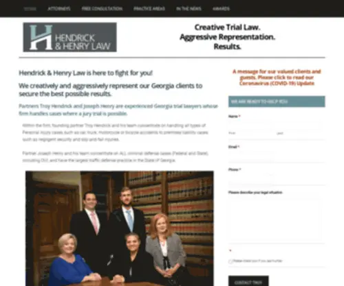 Hendrickhenrylaw.com(Georgia Personal Injury Trial Lawyers) Screenshot