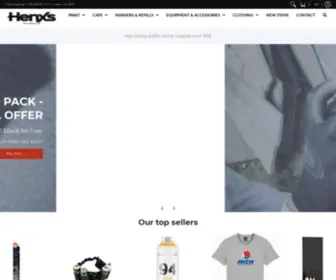 Henxs.com(Art and graffiti supply shop in Amsterdam) Screenshot