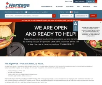 Heritageparts.ca(Restaurant Equipment Parts) Screenshot