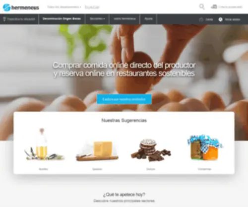 Hermeneus.es(Comprar comida online directo del productor y reserva online en restaurantes sostenibles) Screenshot