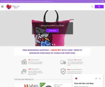 Herocatshop.com(Buy Cat Themed Products online) Screenshot