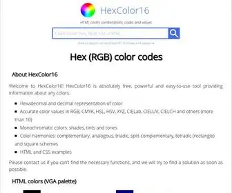 Hexcolor16.com(Hexcolor 16) Screenshot