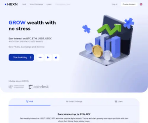 Hexn.io(Crypto Asset Management Platform) Screenshot