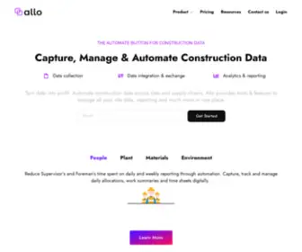 Heyallo.co(Automate construction data across sites and supply chain. Allo) Screenshot