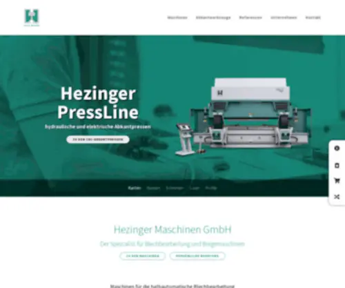 Hezinger.de(Hezinger Maschinen GmbH Startseite) Screenshot