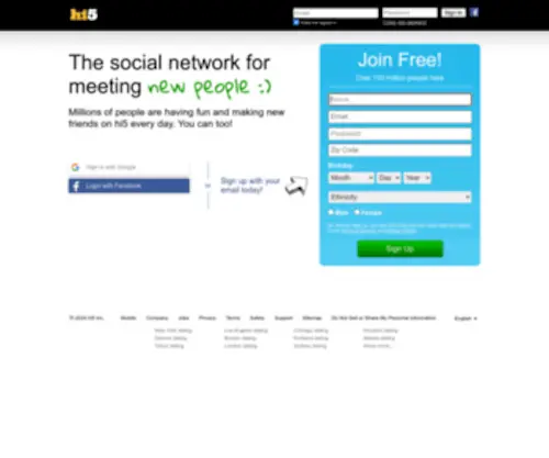 HI5.com(Het sociaal netwerk om nieuwe mensen te ontmoeten) Screenshot