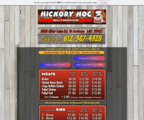 Hickoryhogmn.com(Hickory Hog Grill and Smokehouse) Screenshot