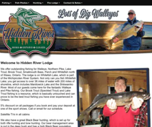 Hiddenriverlodge.com(Wawa Ontario Walleye Fishing) Screenshot
