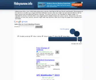 Hideyounow.info(Free Web Proxy) Screenshot