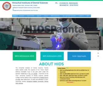 Hids.ac.in(Himachal Institute of Dental Sciences (Himachal Dental College Paonta Sahib) Screenshot