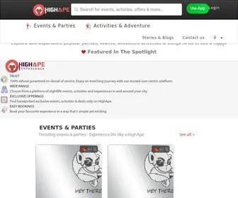 Highape.com(Explore and Experience Events & Activities) Screenshot