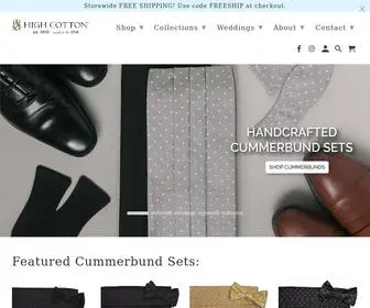 Highcottonties.com(Hand-Crafted Bow Ties, Cummerbunds, & Neckties) Screenshot