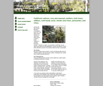 Highcountrynursery.com(Rare and unusual conifers and other native California plants) Screenshot