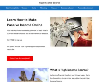 Highincomesource.com(Achieving financial freedom and living a happy life) Screenshot