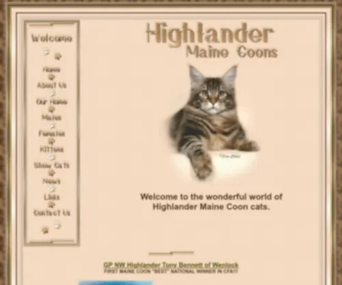 Highlandermainecoon.com( Maine) Screenshot