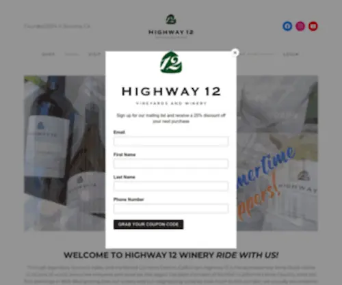 Highway12Winery.com(Ride With Us) Screenshot