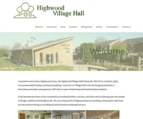 Highwoodvillagehall.org(An environmentally designed community building to hire for clubs) Screenshot