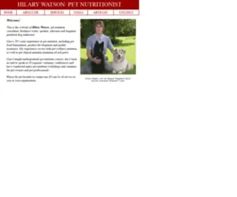 Hilarywatson.com(Hilary Watson Pet Nutritionist) Screenshot