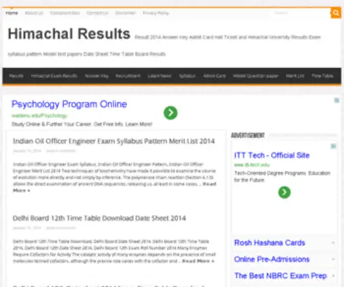 Himachalresults.com(Himachal Results) Screenshot