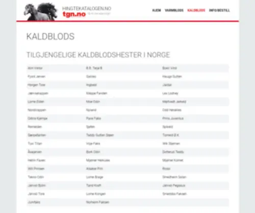 Hingstekatalogen.no(Kaldblods) Screenshot