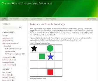 Hiremasonwolf.com(Mason Wolfs Resume and Portfolio) Screenshot