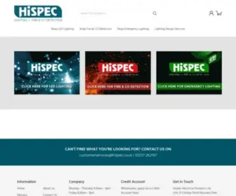 Hispec.co.uk(Suppliers of Lighting & Fire Detection Products) Screenshot