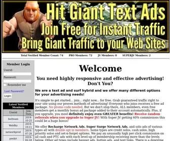 Hitgianttextads.com(Hit Giant Text and Surf Ads) Screenshot