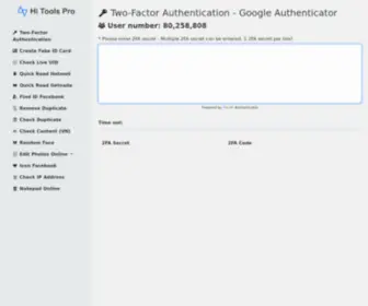 Hitools.pro(Two-Factor Authentication) Screenshot
