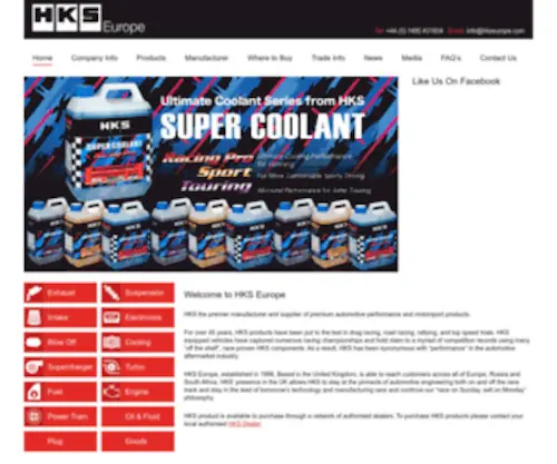 Hkseurope.com(HKS Europe distributors of HKS performance automotive products) Screenshot