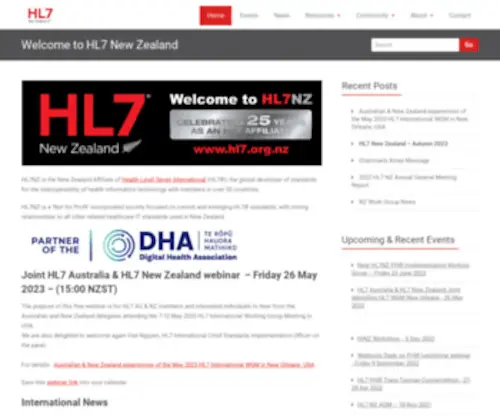 HL7.org.nz(The HL7 Affiliate Closest to Tomorrow) Screenshot