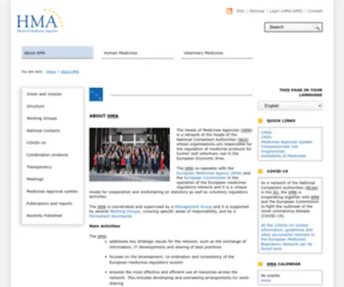 Hma.eu(Heads of Medicines Agencies) Screenshot
