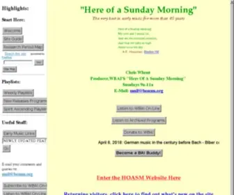 Hoasm.org(Here Of A Sunday Morning Early Music Sundays over WBAI 99.5FM in New York) Screenshot