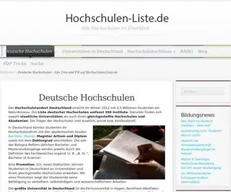 Hochschulen-Liste.de(Deutsche Hochschulen) Screenshot