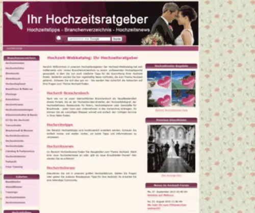HochZeit-Webkatalog.de(Hier finden Sie wichtige Adressen zur Planung Ihrer Hochzeit) Screenshot