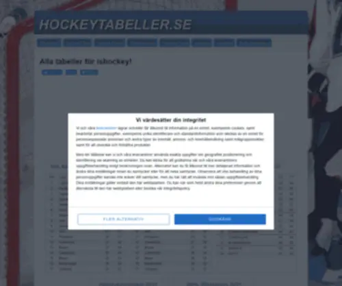 Hockeytabeller.se(Tabeller för ishockey) Screenshot