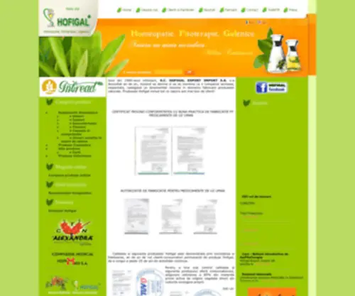 Hofigal.ro(Homeopatie, Fitoterapie, Galenice) Screenshot
