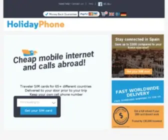 Holidayphone.co.uk(Pay As You Go Prepaid SIM Cards for Travellers With Data) Screenshot