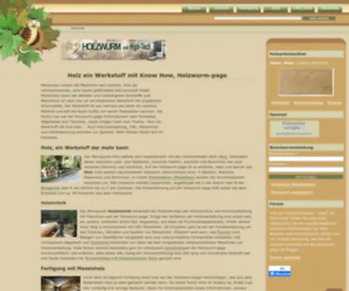 Holzwurm-Page.de(Holzwurm-page, zum Thema Holz als Werkstoff mit Know how) Screenshot