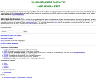 Homanfree.nl(Genealogische pagina van Hans Homan Free) Screenshot