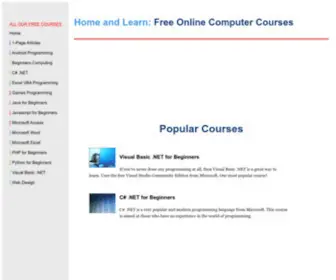Homeandlearn.co.uk(Free Computer Courses) Screenshot