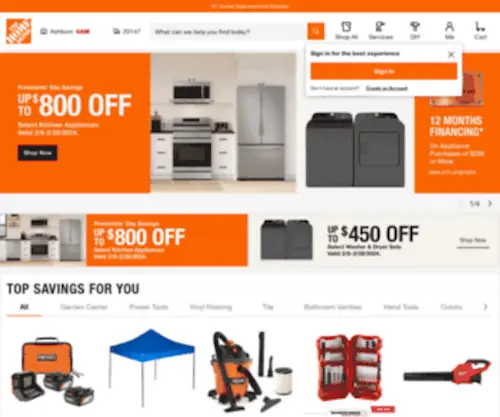 Homedepot.com(Shop online for all your home improvement needs) Screenshot