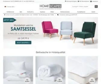 Homescapesonline.de(Bettwaren, Heimtextilien, Dekoartikel) Screenshot