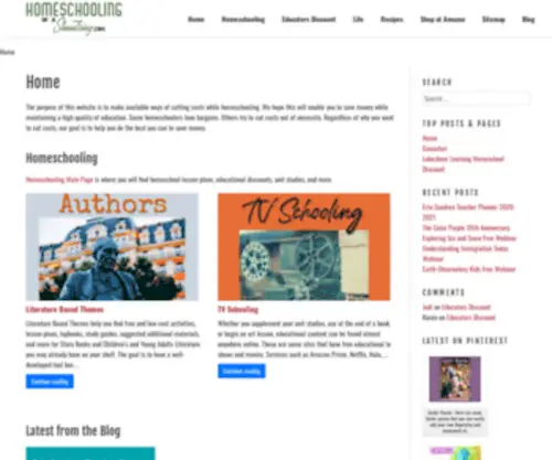 Homeschoolingonashoestring.com(The purpose of this website) Screenshot