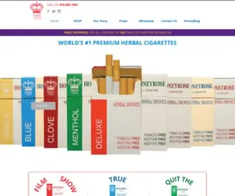 Honeyroseusa.com(Honeyrose Herbal Smokes 100% Nicotine FREE & Tobacco FREE) Screenshot