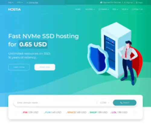 Hostia.net(Website hosting) Screenshot
