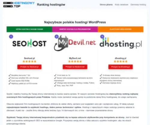Hostingowy.top(Ranking najlepszych polskich hostingów ✅ 2023) Screenshot