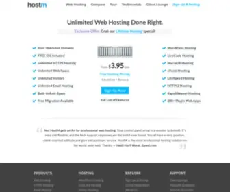 Hostm.net(Unlimited Web Hosting Done Right) Screenshot